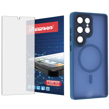 Szkło hybrydowe do Samsung Galaxy S25 Ultra + MagSafe ETUI niebieskie TPU