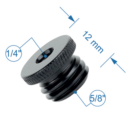 Adapter tuleja redukcja 1/4" na 5/8 statywowa czarna statyw lampy 12 mm