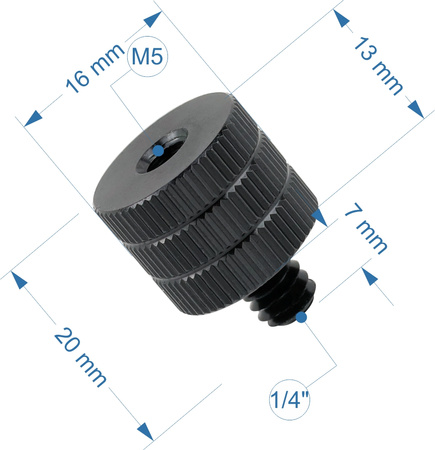 Adapter M5 żeński na 1/4" męski przejściówka aluminiowa do kamer statywów