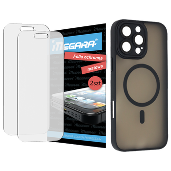 Folia do iPhone 16 Pro Max ochronna MATOWA + MagSafe ETUI czarne TPU