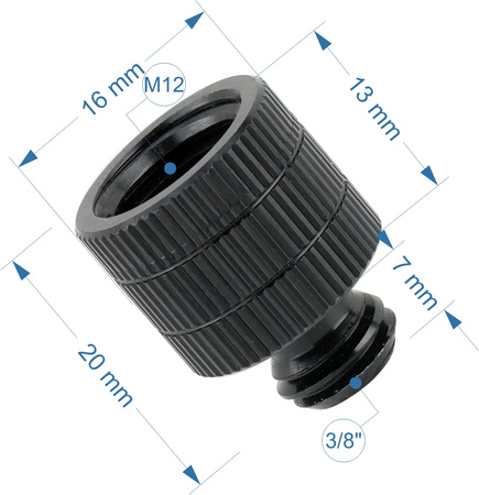 Adapter M12 żeński na 3/8" męski przejściówka aluminiowa do kamer statywów