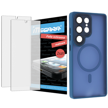 Folia do Samsung Galaxy S25 Ultra ochronna MATOWA + MagSafe ETUI niebieskie