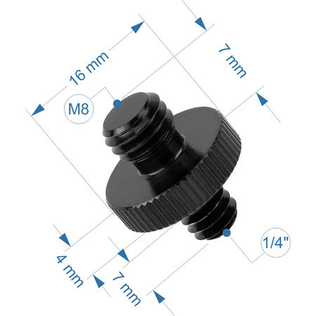 Adapter 1/4" męski na M8 męski przejściówka aluminiowa do kamer statywów