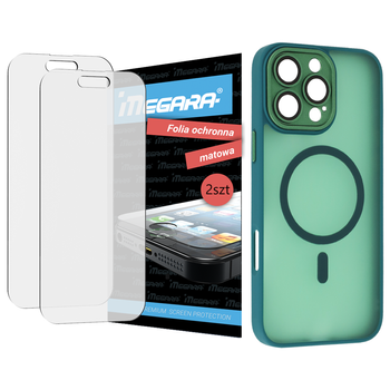Folia do iPhone 16 Pro Max ochronna MATOWA + MagSafe ETUI zielone TPU
