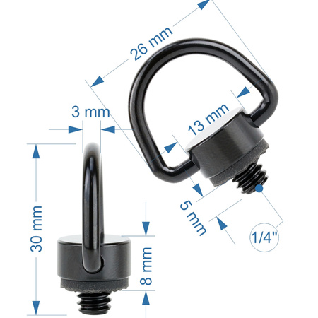 Śruba statywowa 1/4" z uchem D-ring do aparatów kamer pasków montażowa