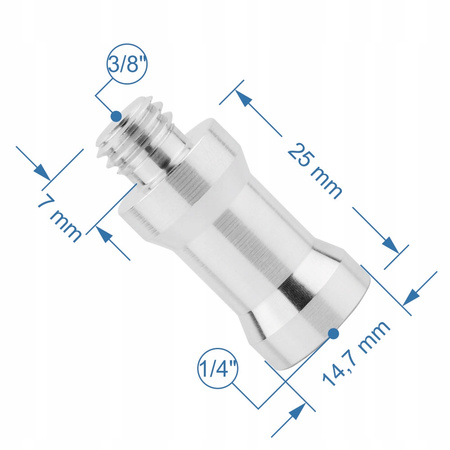 Adapter tuleja redukcja statywowa 1/4" na 3/8" aluminiowa do statywu lampy
