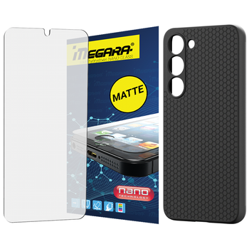 Szkło hybrydowe do SAMSUNG GALAXY S23 MATOWE + ETUI silikonowe TPU ochronne