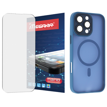 Szkło hybrydowe do iPhone 16 Pro + MagSafe ETUI niebieskie TPU