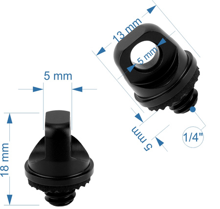 Śruba 1/4" z uszczelką uchem aluminiowa do paska smyczy linki foto-video