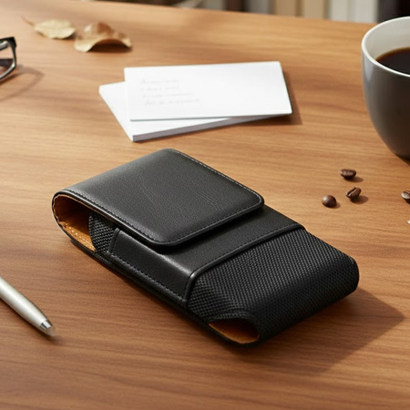 Etui futerał pokrowiec na pasek kabura pokrowiec magnes czarne 17x9x2.5cm