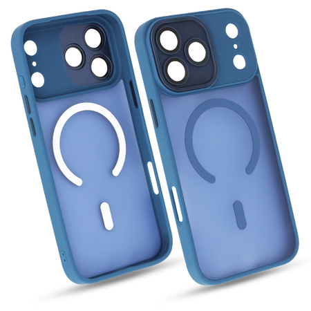 Szkło hybrydowe do iPhone 17 Pro MATOWE + MagSafe ETUI niebieskie TPU