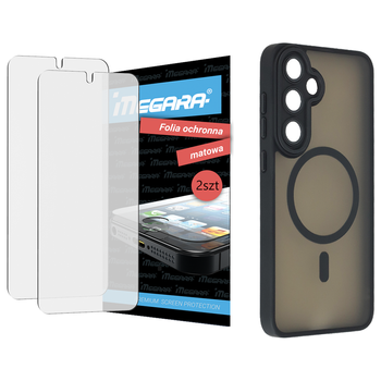 Folia do Samsung Galaxy S25 ochronna MATOWA + MagSafe ETUI czarne TPU