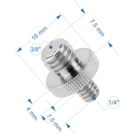 Adapter 1/4" męski na 3/8" męski przejściówka stal do kamer statywów