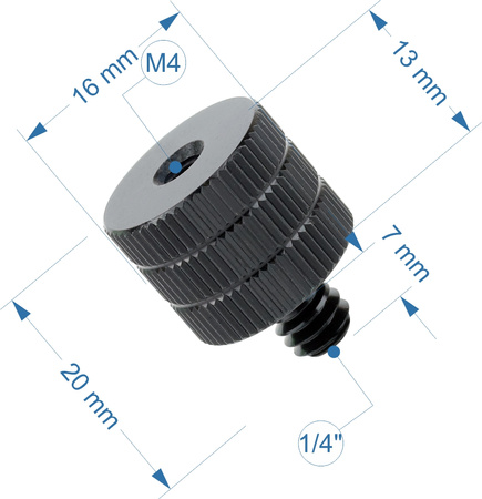 Adapter M4 żeński na 1/4" męski przejściówka aluminiowa do kamer statywów