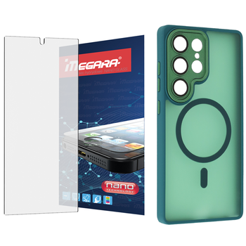 Szkło hybrydowe do Samsung Galaxy S25 Ultra + MagSafe ETUI zielone TPU