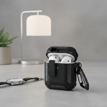 PANCERNE ETUI DO APPLE AIRPODS 1 / 2 CASE COVER OBUDOWA + KARABIŃCZYK
