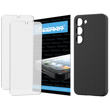 Folia do SAMSUNG GALAXY S23 ochronna + ETUI silikonowe czarne TPU