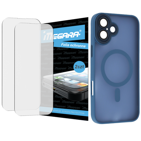 Folia do iPhone 16 ochronna + MagSafe ETUI niebieskie TPU