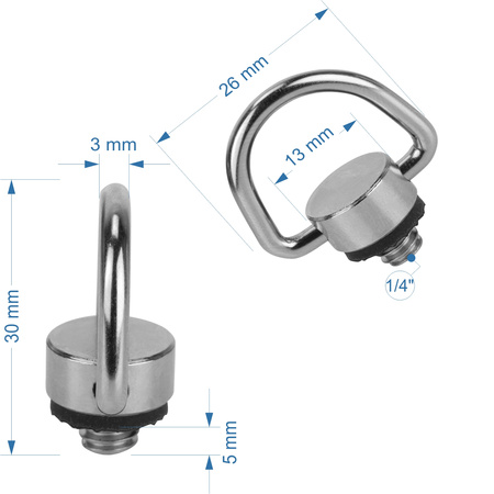 Śruba 1/4" z uchem D-ring do aparatów kamer pasków montażowa foto-video