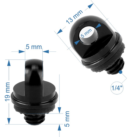 Śruba statywowa 1/4" z uszczelką uchem do paska smyczy linki aluminiowa