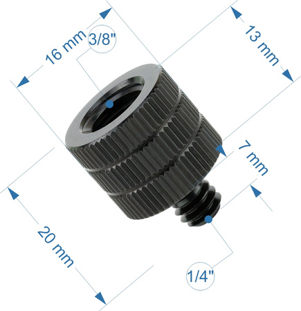 Adapter 3/8" żeński na 1/4" męski przejściówka aluminiowa do kamer statywów