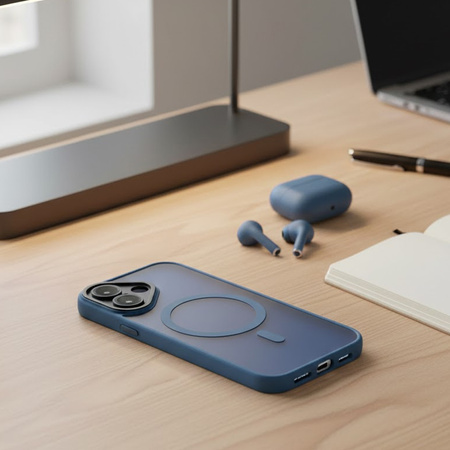 Etui do iPhone 17 niebieski mat MagSafe case plecki pokrowiec ochrona