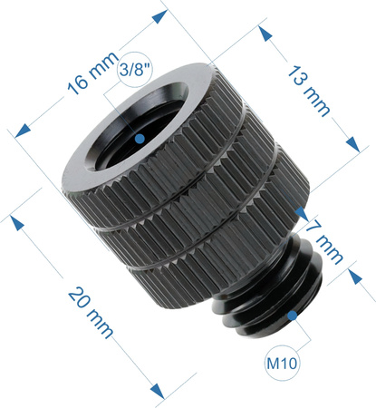 Adapter 3/8" żeński na M10 męski przejściówka aluminiowa do kamer statywów