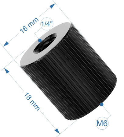 Adapter 1/4" żeński na M6 żeński przejściówka aluminiowa do kamer statywów
