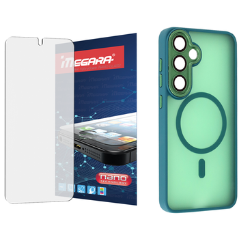 Szkło hybrydowe do Samsung Galaxy S25 + MagSafe ETUI zielone TPU