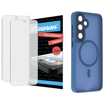 Folia do Samsung Galaxy S25 Plus ochronna MATOWA + MagSafe ETUI niebieskie