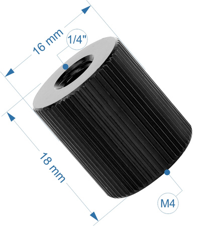 Adapter 1/4" żeński na M4 żeński przejściówka aluminiowa do kamer statywów