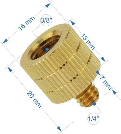 Adapter 3/8" żeński na 1/4" męski przejściówka mosiądz do kamer statywów