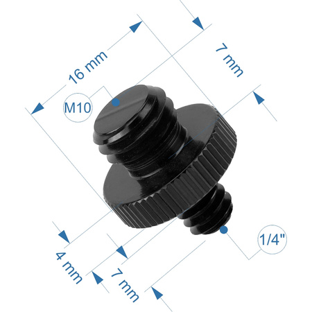Adapter 1/4" męski na M10 męski przejściówka aluminiowa do kamer statywów