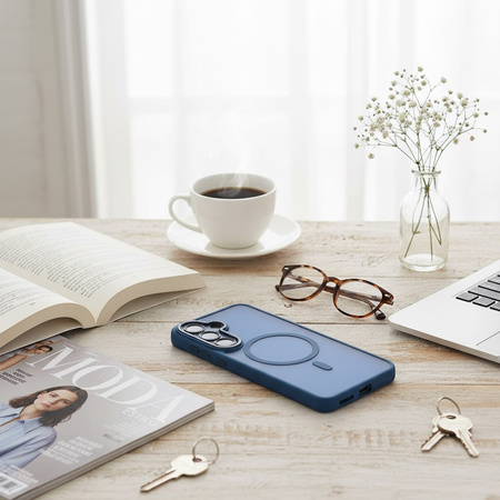 Folia do Samsung Galaxy S25 ochronna MATOWA + MagSafe ETUI niebieskie