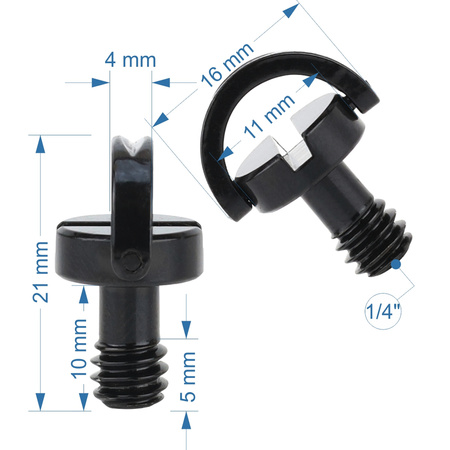 Śruba statywowa 1/4" z uchem D-Ring do kamer aparatów pasków montażowa