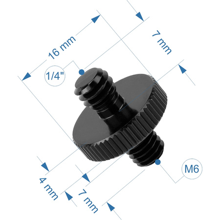 Adapter 1/4" męski na M6 męski przejściówka aluminiowa do kamer statywów