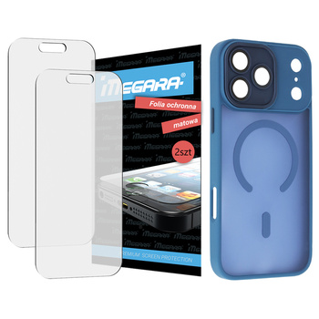 2x Folia ochronna do iPhone 17 Pro MATOWA + MagSafe ETUI niebieskie TPU