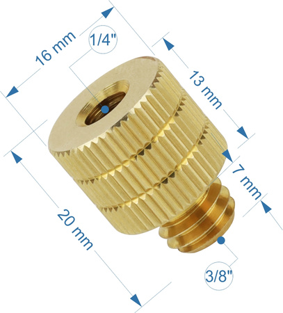 Adapter 1/4" żeński na 3/8" męski mosiądz przejściówka do kamer statywów
