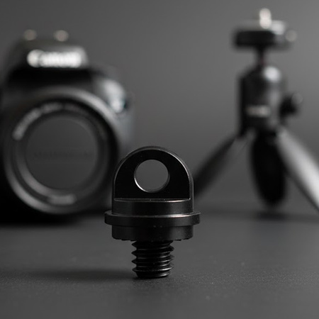 Śruba statywowa 1/4" z uszczelką uchem do paska smyczy linki aluminiowa