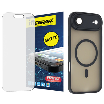 Szkło hybrydowe do iPhone 17 Air MATOWE + MagSafe ETUI czarne TPU