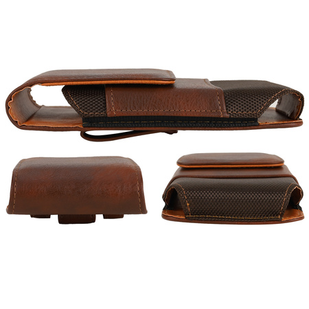 Etui futerał pokrowiec na pasek kabura pokrowiec magnes brązowe 17x9x2.5cm