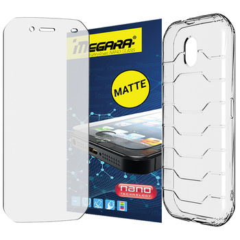 Szkło hybrydowe do CAT S42 / S42 H+ - 5.5" MATOWE + ETUI silikonowe TPU