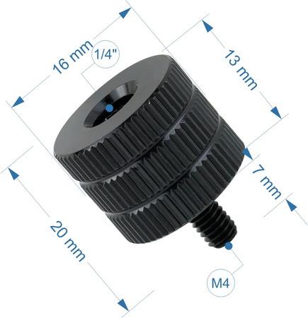Adapter 1/4" żeński na M4 męski przejściówka aluminiowa do kamer statywów