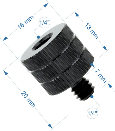 Adapter 1/4" żeński na 1/4" męski przejściówka aluminiowa do kamer statywów