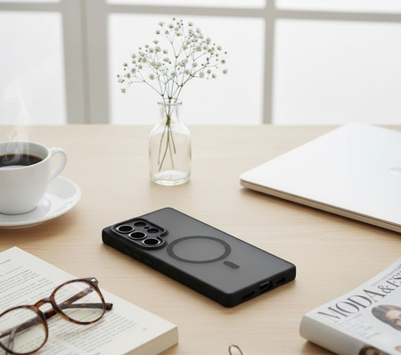 Szkło hybrydowe do Samsung Galaxy S25 Ultra + MagSafe ETUI czarne TPU