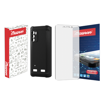 Szkło hybrydowe do myPHONE Hammer IRON 4 5.45" + ETUI silikonowe czarne TPU