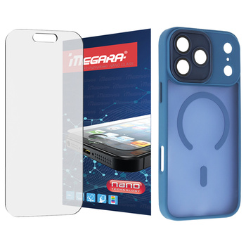 Szkło hybrydowe do iPhone 17 Pro + MagSafe ETUI niebieskie TPU
