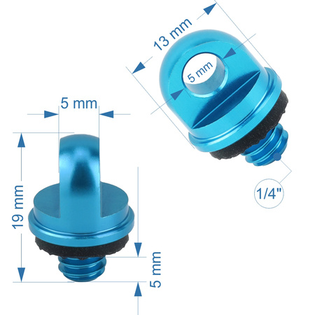 Śruba statywowa 1/4" z uszczelką uchem do paska smyczy linki aluminiowa