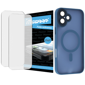 Folia do iPhone 16 PLUS ochronna + MagSafe ETUI niebieskie TPU