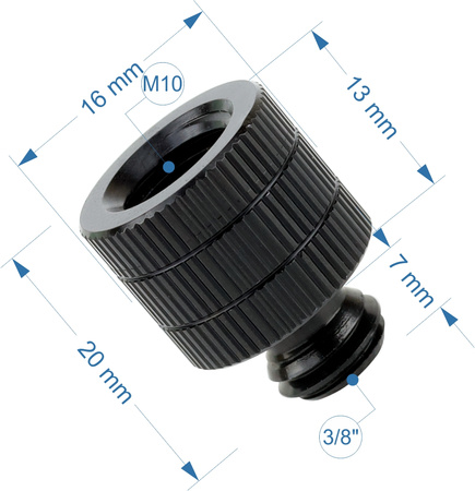 Adapter M10 żeński na 3/8" męski przejściówka aluminiowa do kamer statywów